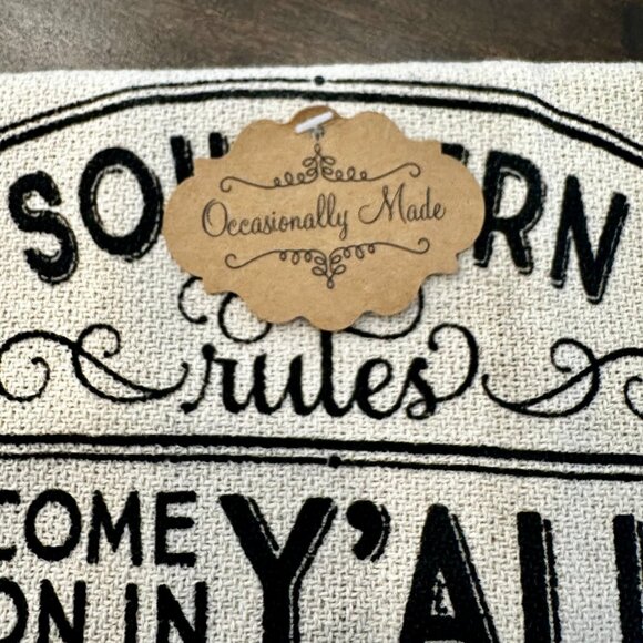 NWT Occasionally Made Southern Rules Kitchen Tea Towel - Tan & Black - Picture 3 of 4